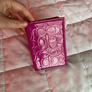 Vintage coach pink embossed passport holder / wallet